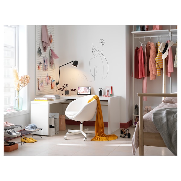 IKEA MALM desk with pull-out panel, white, 59 1/2x25 5/8 in , IKEA Sale | 93547UVPD