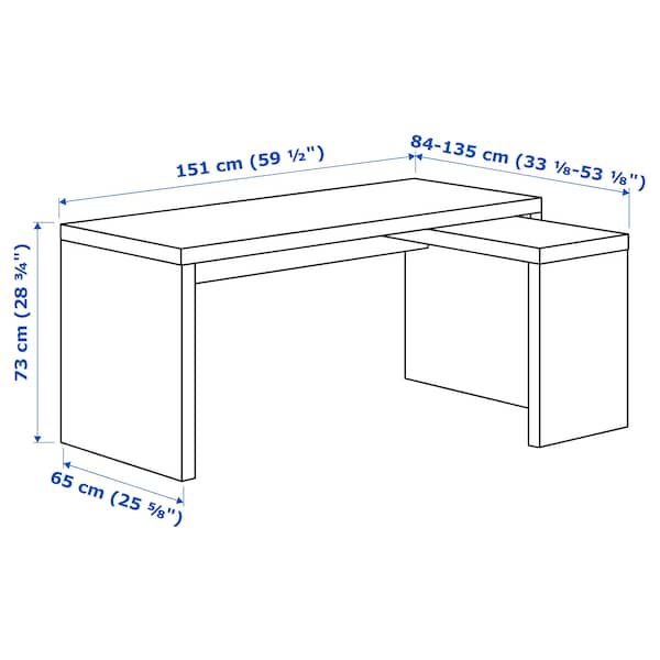 IKEA MALM desk with pull-out panel, white, 59 1/2x25 5/8 in , IKEA Sale | 93547UVPD