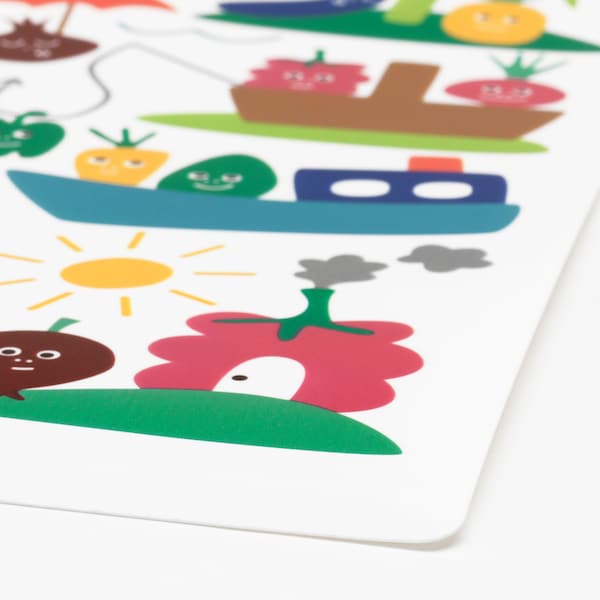 IKEA MATVRÅ place mat, fruit/vegetables pattern/multicolor, 15 ¾x11 ¾ in , IKEA Sale | 67940BCAQ