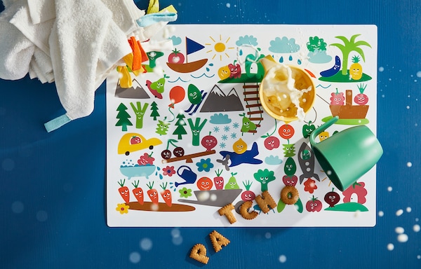 IKEA MATVRÅ place mat, fruit/vegetables pattern/multicolor, 15 ¾x11 ¾ in , IKEA Sale | 67940BCAQ