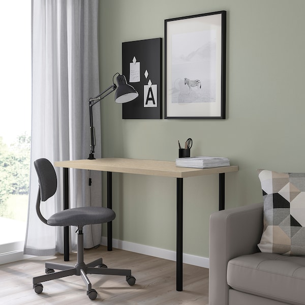 IKEA MITTCIRKEL / ADILS desk, lively pine effect black, 47 1/4x23 5/8 in , IKEA Sale | 79631EXFA