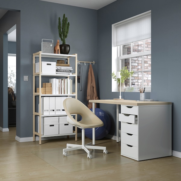 IKEA MITTCIRKEL / ALEX desk, lively pine effect/white, 47 1/4x23 5/8 in , IKEA Sale | 89026QIBL