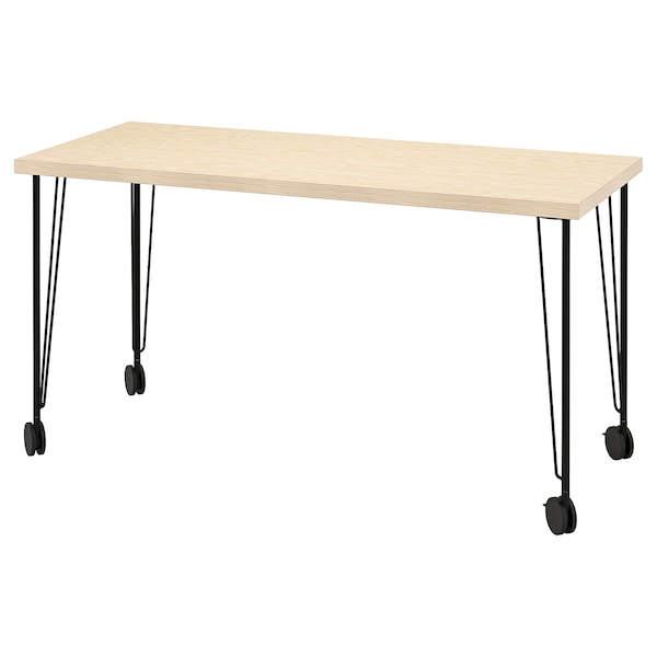 IKEA MITTCIRKEL / KRILLE desk, lively pine effect black, 55 1/8x23 5/8 in , IKEA Sale | 26084BAKV