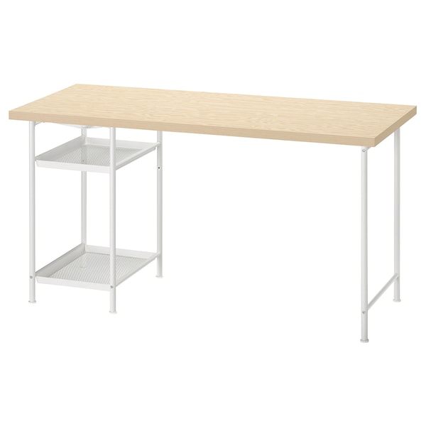 IKEA MITTCIRKEL / SPÄND desk, lively pine effect/white, 55 1/8x23 5/8 in , IKEA Sale | 20856PDEY