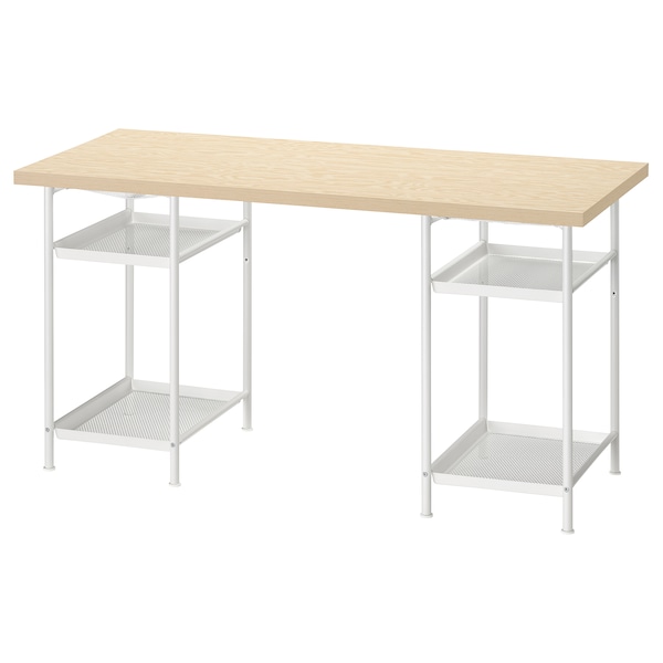 IKEA MITTCIRKEL / SPÄND desk, lively pine effect/white, 55 1/8x23 5/8 in , IKEA Sale | 90462MBDR