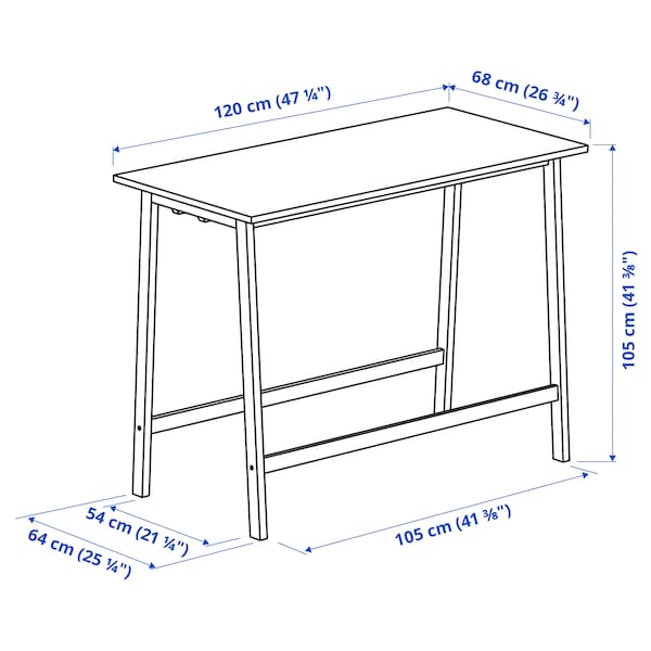 IKEA MITTZON conference table, birch veneer/white, 47 1/4x26 3/4x41 3/8 in , IKEA Sale | 46530RIDY