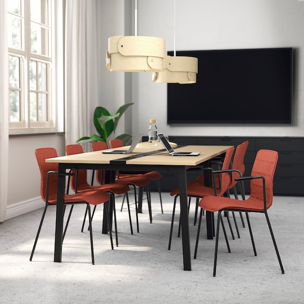 IKEA MITTZON conference table, birch veneer/black, 47 1/4x42 1/2x29 1/2 in , IKEA Sale | 51803JUZH