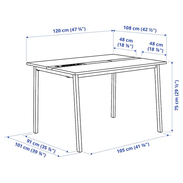 IKEA MITTZON conference table, birch veneer/black, 47 1/4x42 1/2x29 1/2 in , IKEA Sale | 51803JUZH