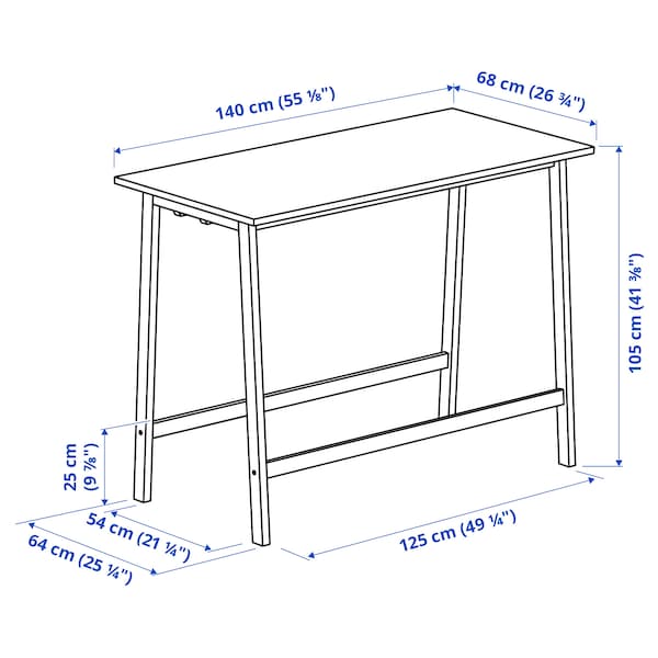 IKEA MITTZON conference table, birch veneer/black, 55 1/8x26 3/4x41 3/8 in , IKEA Sale | 76542GTVO