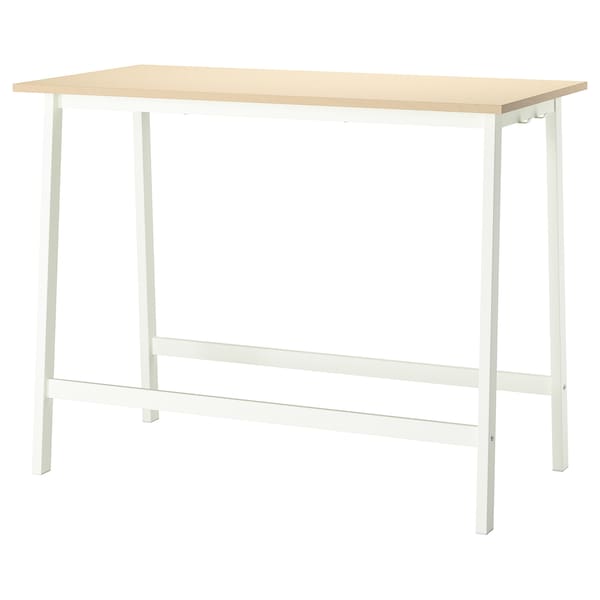 IKEA MITTZON conference table, birch veneer/white, 55 1/8x26 3/4x41 3/8 in , IKEA Sale | 96375ZXIA