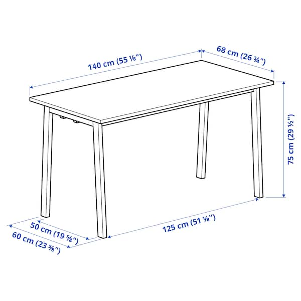 IKEA MITTZON conference table, black stained ash veneer/white, 55 1/8x26 3/4x29 1/2 in , IKEA Sale | 58692ZDMC