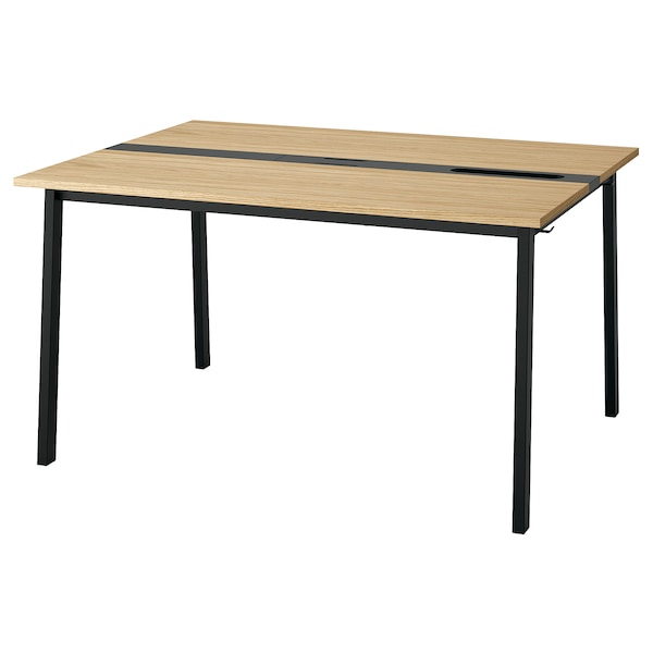 IKEA MITTZON conference table, oak veneer/black, 55 1/8x42 1/2x29 1/2 in , IKEA Sale | 58437ISHY