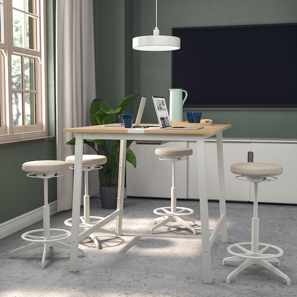 IKEA MITTZON conference table, oak veneer/white, 55 1/8x42 1/2x41 3/8 in , IKEA Sale | 04586WDSJ