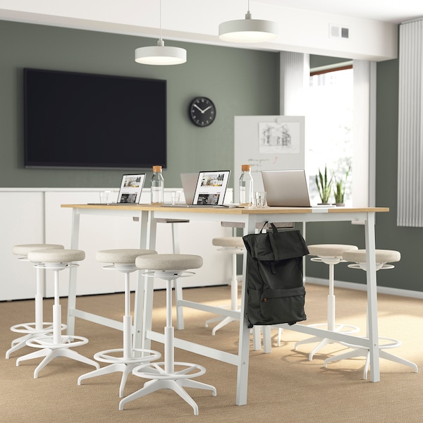 IKEA MITTZON conference table, oak veneer/white, 55 1/8x42 1/2x41 3/8 in , IKEA Sale | 04586WDSJ