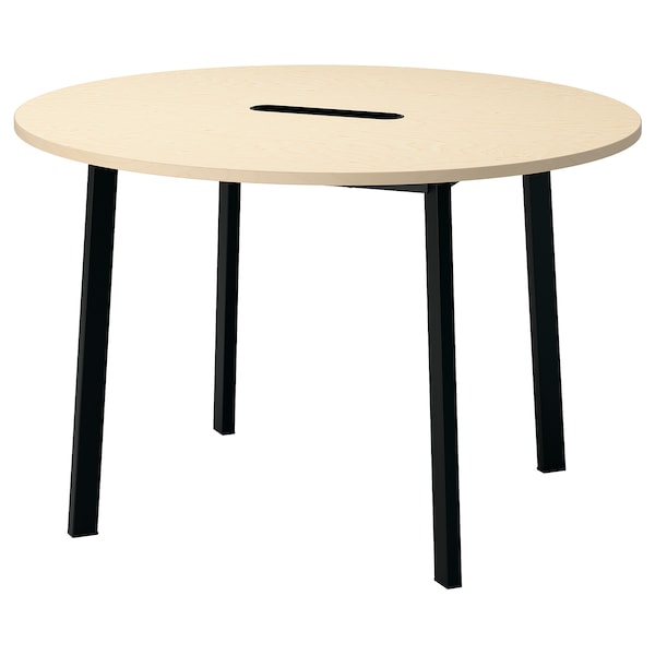 IKEA MITTZON conference table, round birch veneer/black, 47 1/4x29 1/2 in , IKEA Sale | 07153TSLC