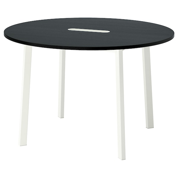 IKEA MITTZON conference table, round black stained ash veneer/white, 47 1/4x29 1/2 in , IKEA Sale | 79146ROFD