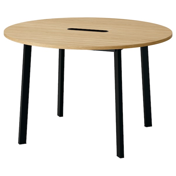 IKEA MITTZON conference table, round oak veneer/black, 47 1/4x29 1/2 in , IKEA Sale | 08751IZOY