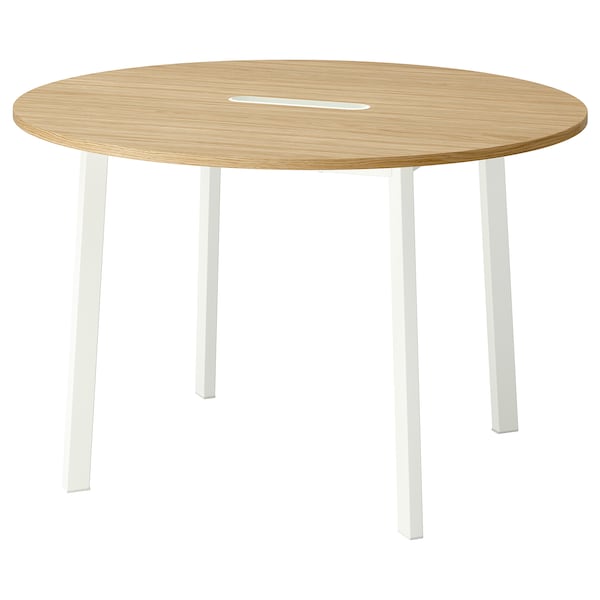 IKEA MITTZON conference table, round oak veneer/white, 47 1/4x29 1/2 in , IKEA Sale | 45972LDUG