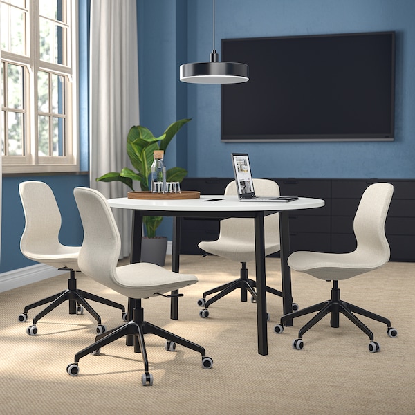 IKEA MITTZON conference table, round white/black, 47 1/4x29 1/2 in , IKEA Sale | 81725XKPY