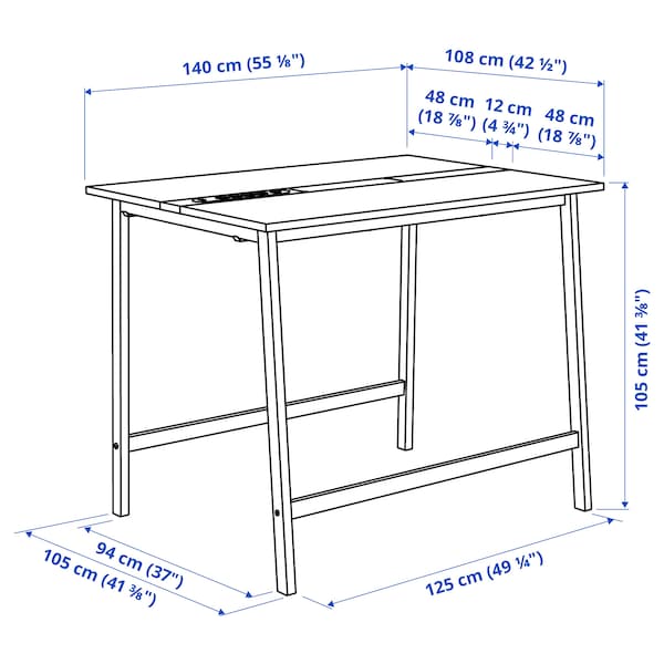 IKEA MITTZON conference table, white/black, 55 1/8x42 1/2x41 3/8 in , IKEA Sale | 37956YDGZ