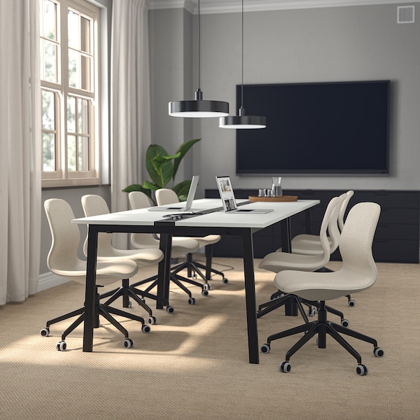 IKEA MITTZON conference table, white/black, 55 1/8x42 1/2x29 1/2 in , IKEA Sale | 12673MOXJ