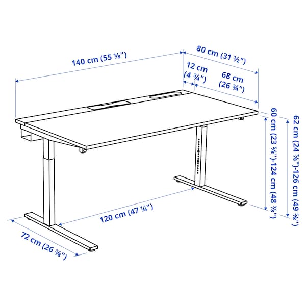 IKEA MITTZON desk, birch veneer/black, 55 1/8x31 1/2 in , IKEA Sale | 21597MTKA