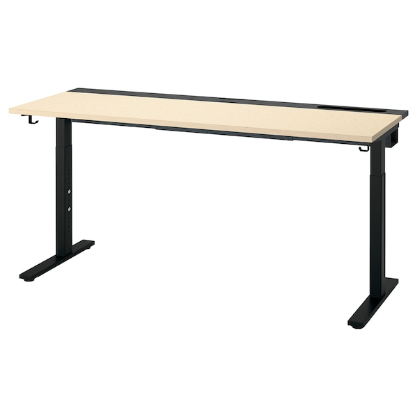 IKEA MITTZON desk, birch veneer/black, 63x23 5/8 in , IKEA Sale | 06524VZBQ