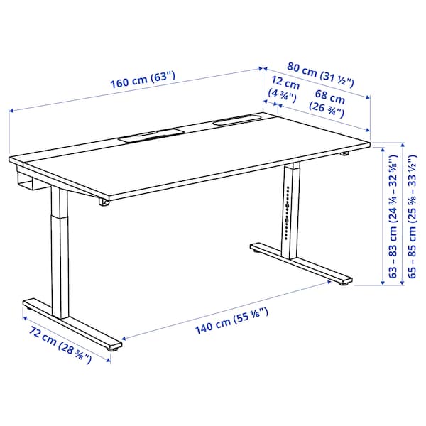 IKEA MITTZON desk, birch veneer/black, 63x31 1/2 in , IKEA Sale | 74850XLHZ