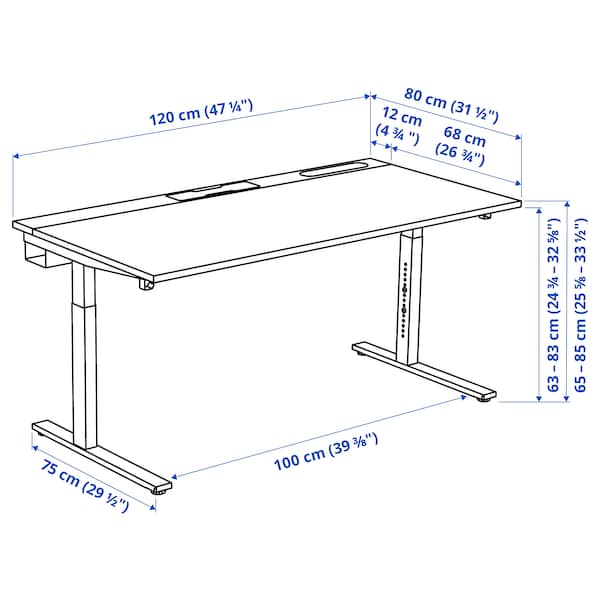 IKEA MITTZON desk, black stained ash veneer/black, 47 1/4x31 1/2 in , IKEA Sale | 01398YLGR