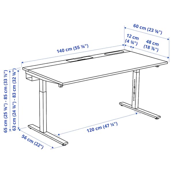 IKEA MITTZON desk, black stained ash veneer/black, 55 1/8x23 5/8 in , IKEA Sale | 58732PBFN