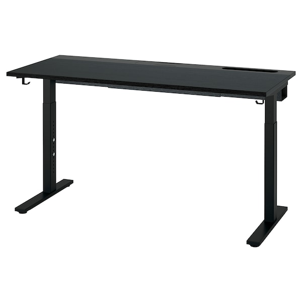 IKEA MITTZON desk, black stained ash veneer/black, 55 1/8x23 5/8 in , IKEA Sale | 58732PBFN