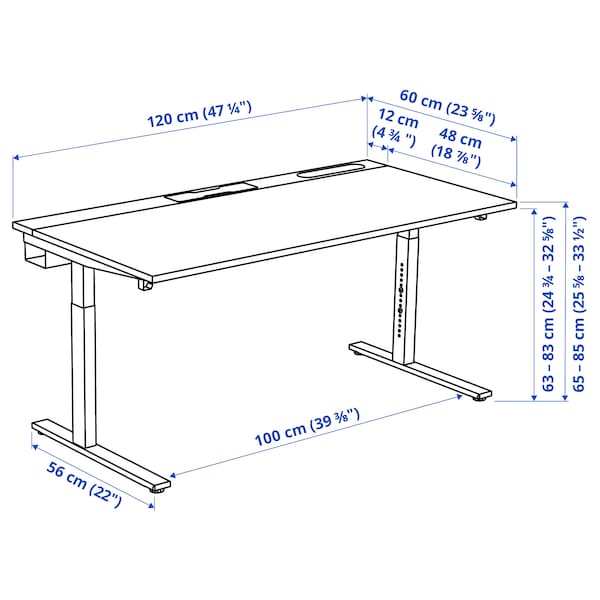 IKEA MITTZON desk, black stained ash veneer/black, 47 1/4x23 5/8 in , IKEA Sale | 37890DVQY