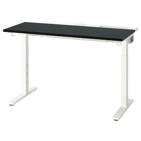 IKEA MITTZON desk, black stained ash veneer/white, 47 1/4x23 5/8 in , IKEA Sale | 60798JZMY