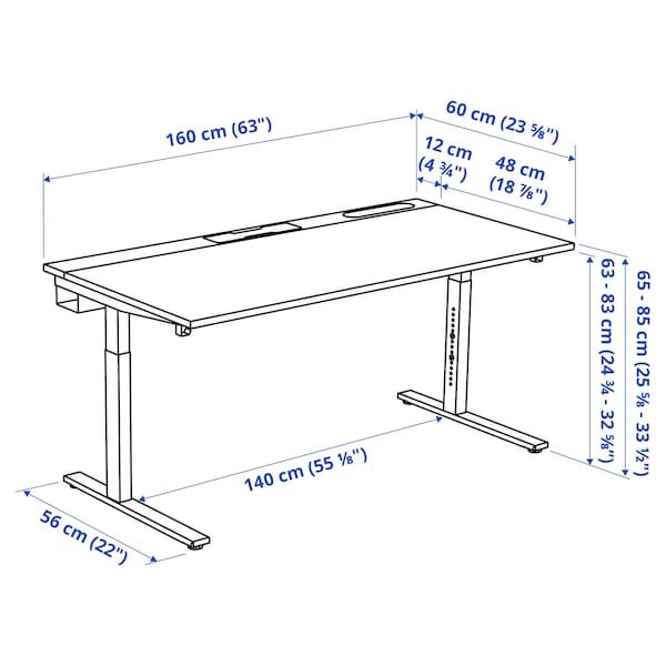 IKEA MITTZON desk, black stained ash veneer/black, 63x23 5/8 in , IKEA Sale | 43690XNKQ