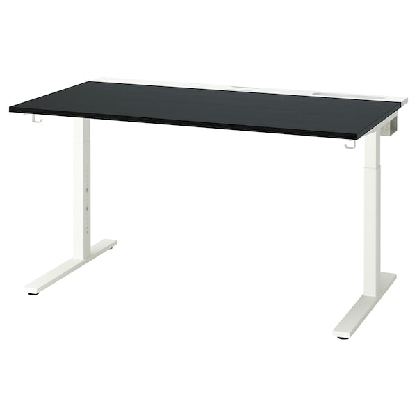 IKEA MITTZON desk, black stained ash veneer/white, 55 1/8x31 1/2 in , IKEA Sale | 37869MJXL