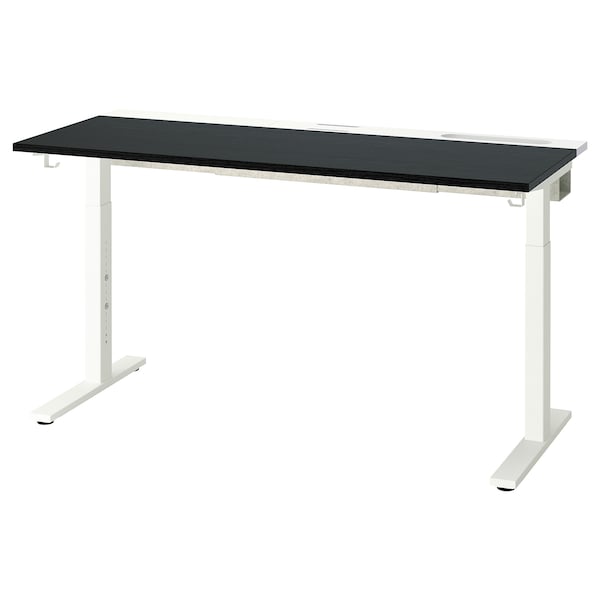 IKEA MITTZON desk, black stained ash veneer/white, 55 1/8x23 5/8 in , IKEA Sale | 25694DZBF