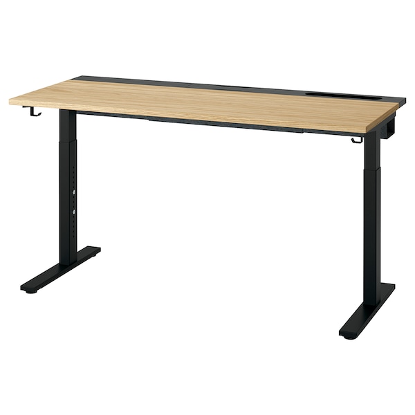 IKEA MITTZON desk, oak veneer/black, 55 1/8x23 5/8 in , IKEA Sale | 48169GIKR