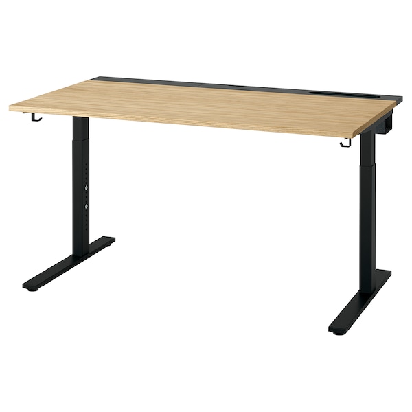 IKEA MITTZON desk, oak veneer/black, 55 1/8x31 1/2 in , IKEA Sale | 76452KYUH