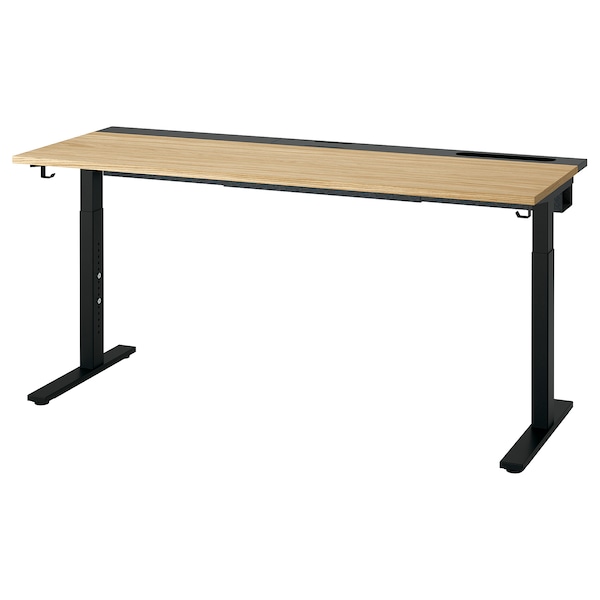 IKEA MITTZON desk, oak veneer/black, 63x23 5/8 in , IKEA Sale | 08935BEGQ