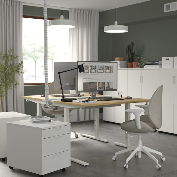 IKEA MITTZON desk, oak veneer/white, 47 1/4x31 1/2 in , IKEA Sale | 28759MZDE