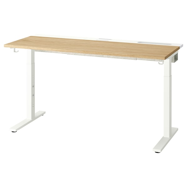 IKEA MITTZON desk, oak veneer/white, 55 1/8x23 5/8 in , IKEA Sale | 69857HCLR