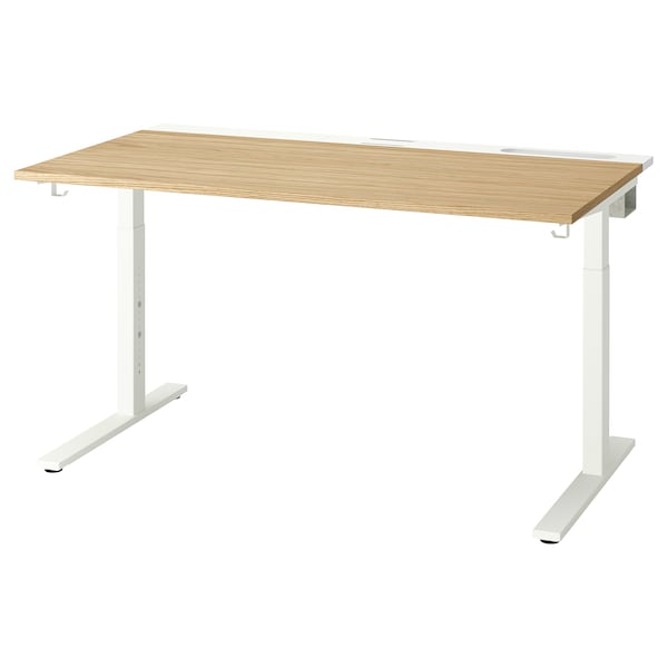 IKEA MITTZON desk, oak veneer/white, 55 1/8x31 1/2 in , IKEA Sale | 91423XHNJ