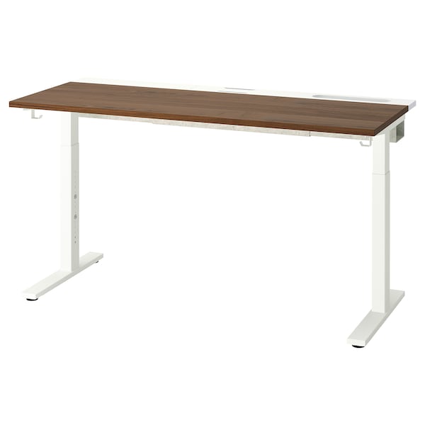 IKEA MITTZON desk, walnut veneer/white, 55 1/8x23 5/8 in , IKEA Sale | 01845BFAX