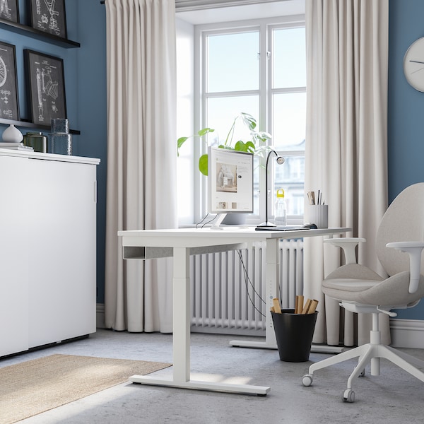 IKEA MITTZON desk, white, 55 1/8x23 5/8 in , IKEA Sale | 08693QCBF