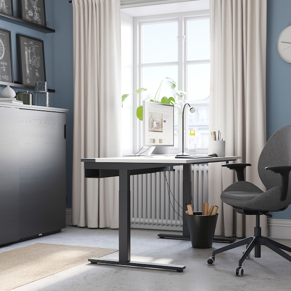 IKEA MITTZON desk, white/black, 55 1/8x23 5/8 in , IKEA Sale | 93586SJQE