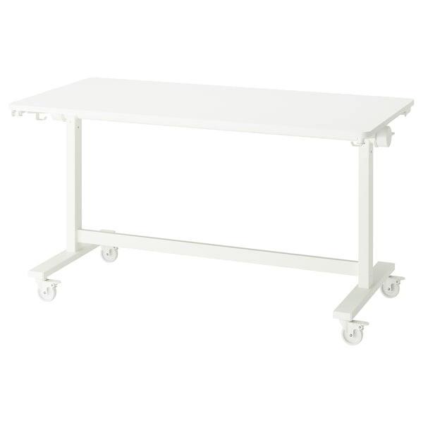 IKEA MITTZON foldable table with castors, white, 55 1/8x27 1/2 in , IKEA Sale | 24607HONE