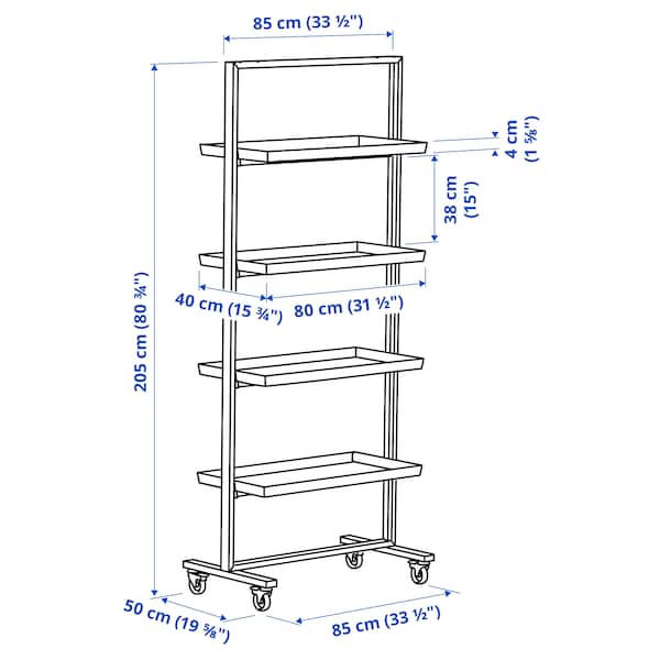 IKEA MITTZON frame with castors/display shelf, white, 33 1/2x80 3/4 in , IKEA Sale | 50187FBQS