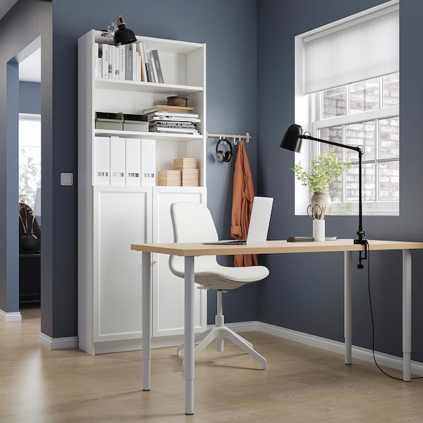 IKEA MÅLSKYTT / OLOV desk, birch/white, 55 1/8x23 5/8 in , IKEA Sale | 68973JXFK