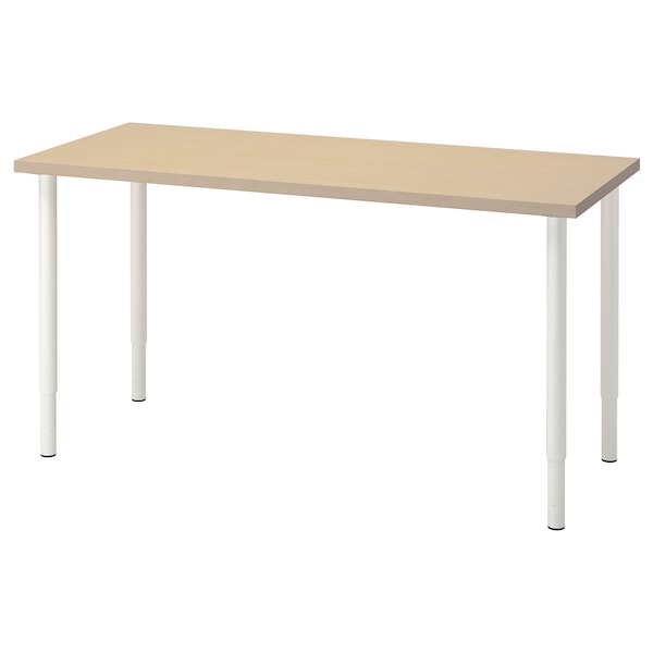 IKEA MÅLSKYTT / OLOV desk, birch/white, 55 1/8x23 5/8 in , IKEA Sale | 68973JXFK