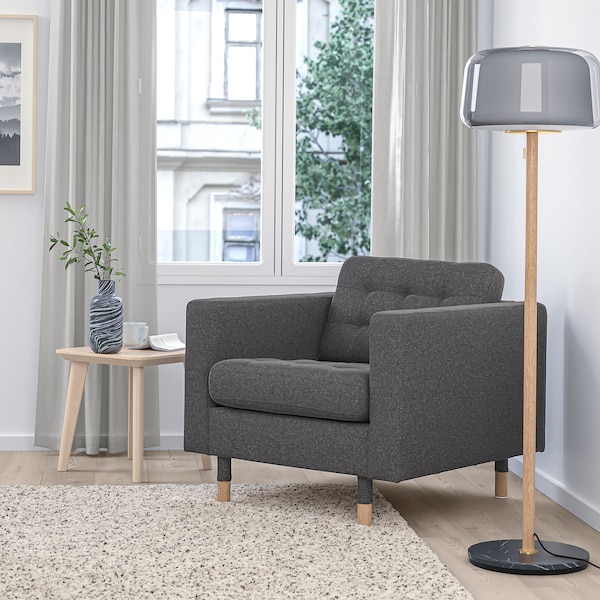 IKEA MORABO armchair, Gunnared dark gray/wood , IKEA Sale | 53604XANR